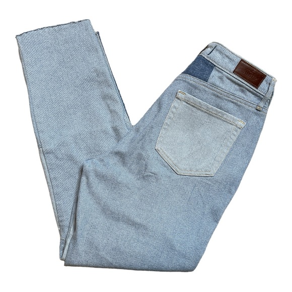 HOLLISTER ULTRA HIGH RISE STRETCH REDONE PATCHWORK RAW HEMLINE MOM JEANS - Picture 9 of 11